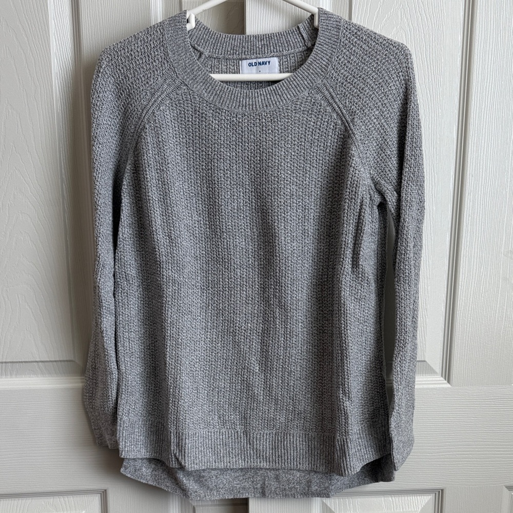 Old Navy Light Gray Textured Crewneck Sweater